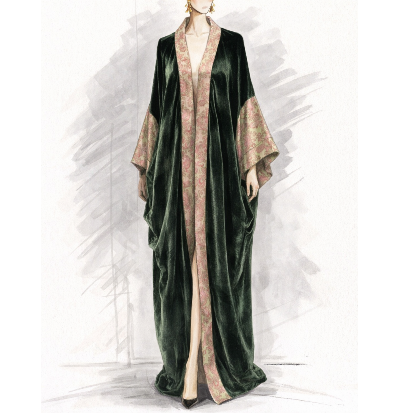Look12- Dark Green & Pink Bisht