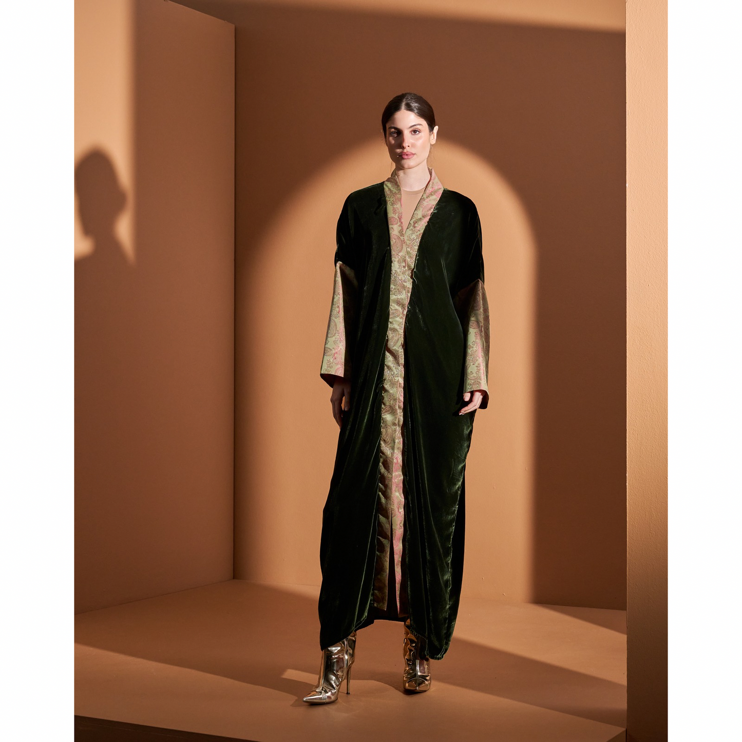 Look12- Dark Green & Pink Bisht