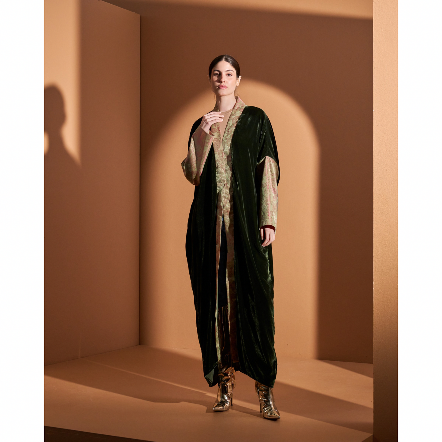 Look12- Dark Green & Pink Bisht