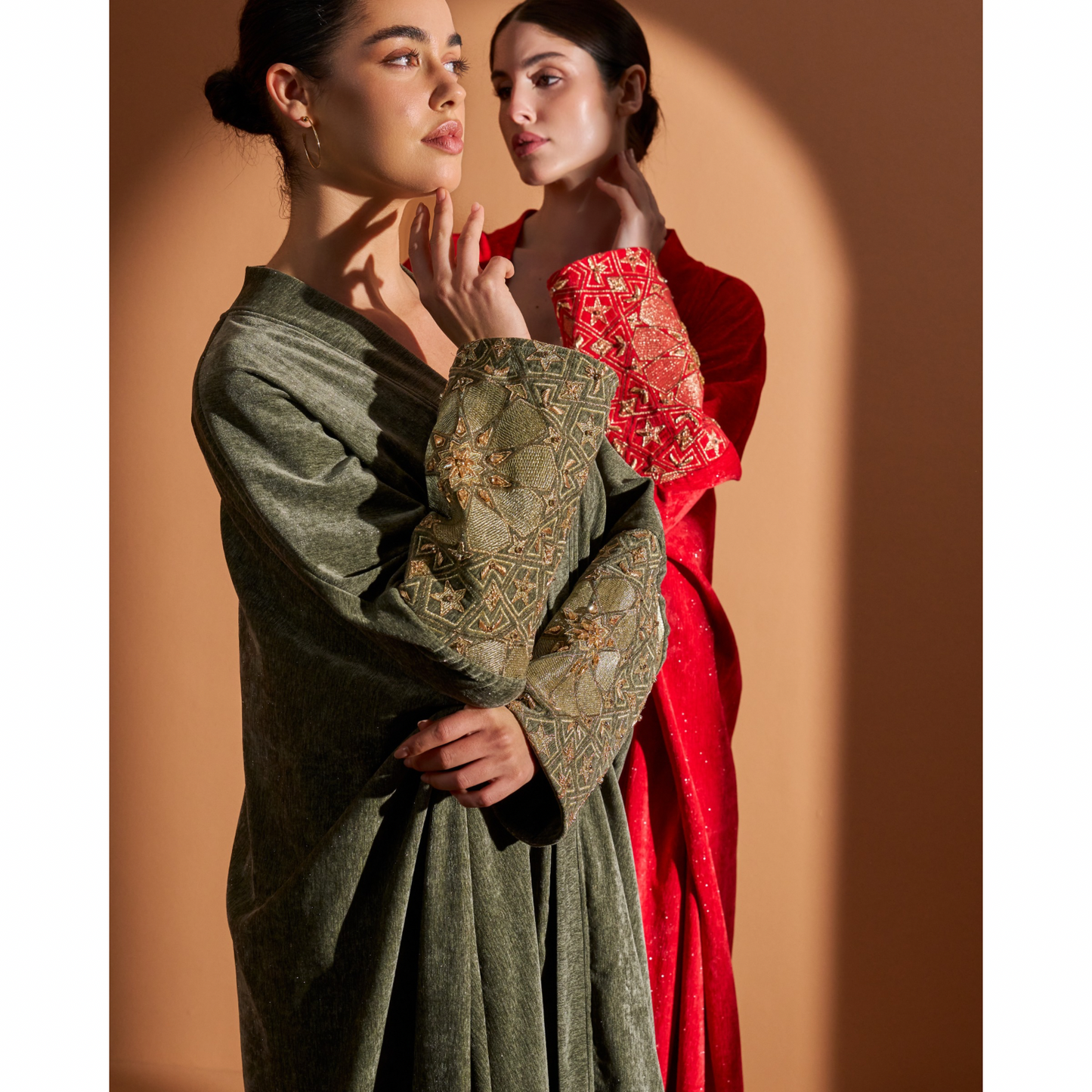 Look 6- Red Bisht (Hand Embroidered)