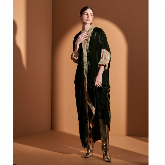 Look12- Dark Green & Pink Bisht