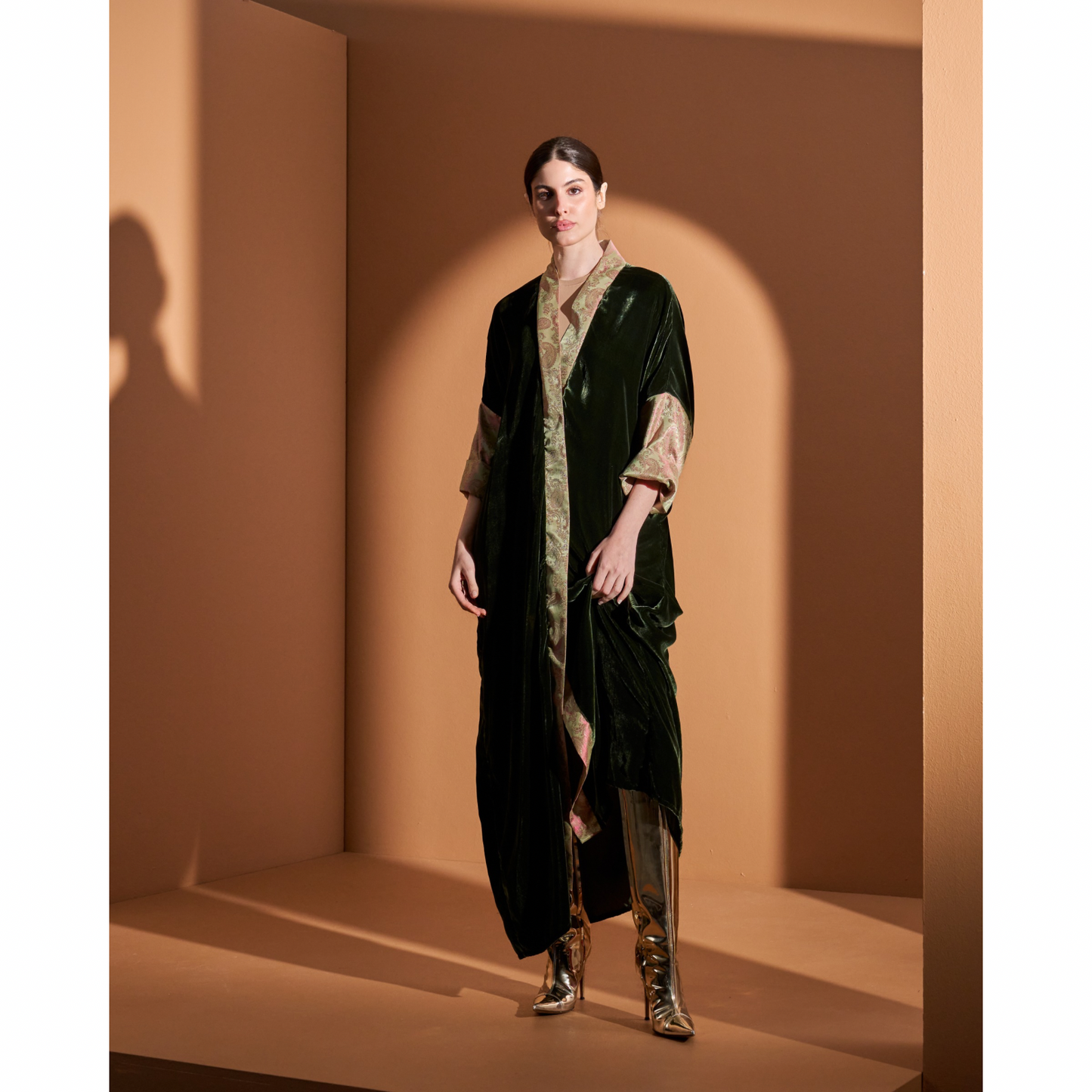 Look12- Dark Green & Pink Bisht