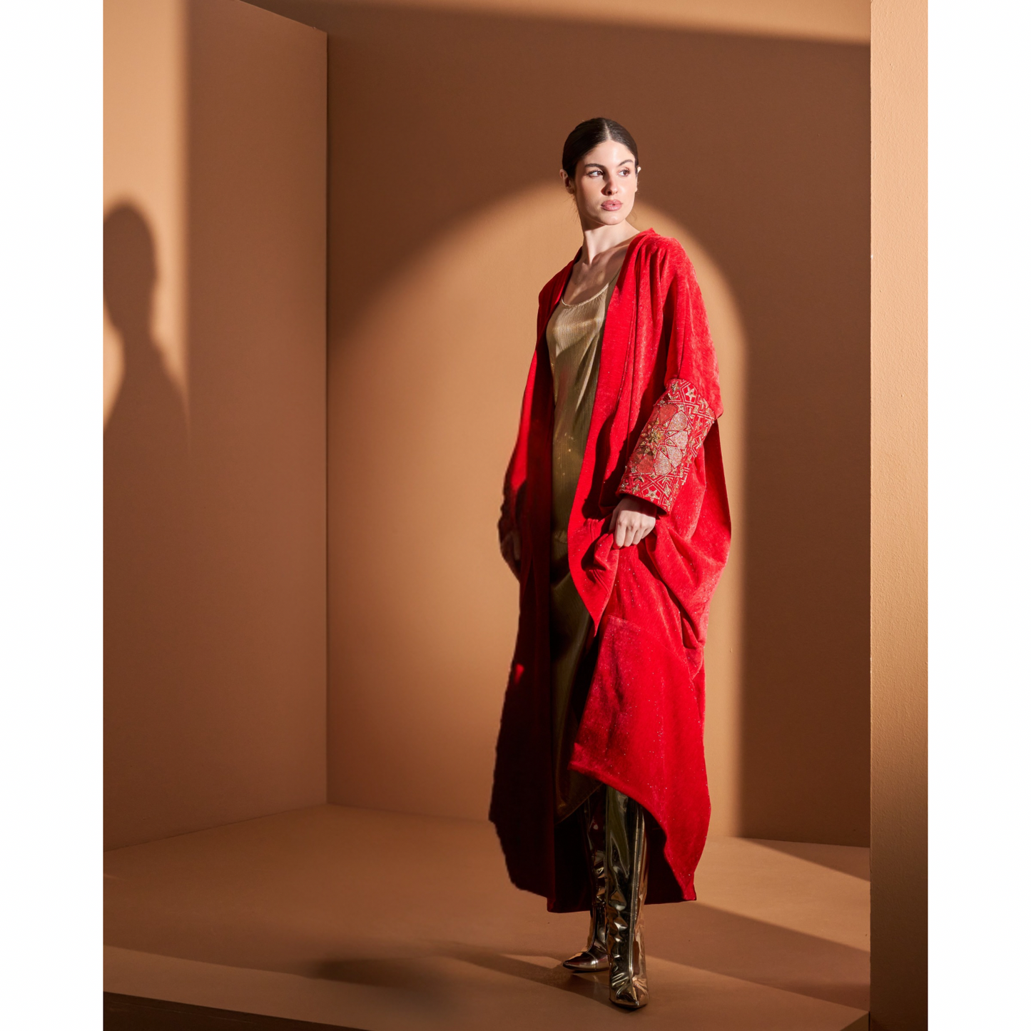 Look 6- Red Bisht (Hand Embroidered)